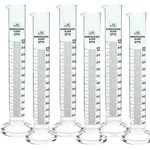 Bello 6pcs of Round Base Measuring Cylinder 250ml, Borosilicate Glass 3.3 for School, College, Laboratory