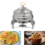 Stainless Steel Round Chafing Dish with Lid 6 LTR