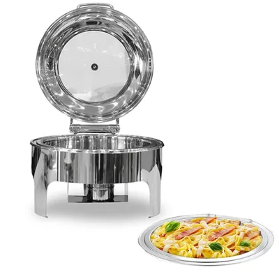 Commercial 6 Liter Round Chafing Dish with Hydraulic Lid