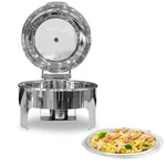 Commercial 6 Liter Round Chafing Dish with Hydraulic Lid