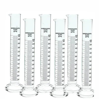 SBT 6pcs of Round Base Measuring Cylinder 250ml, Borosilicate Glass 3.3 for School, College, Laboratory
