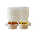 HORECA 250ml Milky White Round Disposable Food Containers with Airtight Lids | Microwave Safe and Leak Proof