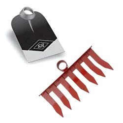 Heavy-Duty Garden Combo of 9 Inch Round Fawda Hoe & 12 Inch Rake Head with 7 Metal Tines