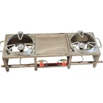 12 x 30 x10 inch Round Double Burner Gas Bhatti For Bulk Frying, Boiling and High Volume Cooking