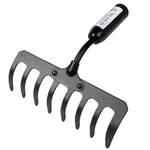 Global Nature Agro 8 Tine Garden Rake Without Handle, 8 Inch Blade, Metal Manual Rake For Home, Farming & Gardening