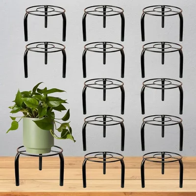 Heavy Duty Round Plant Stand, Anti-Rust Metal Flower Pot Holder, For Balcony & Living Room Home Decoration(Pack-Pack of 12)