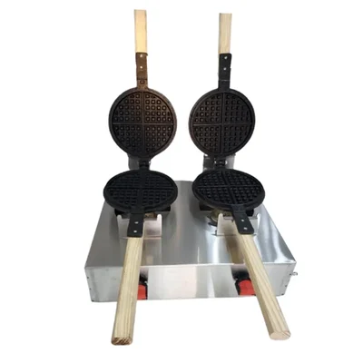 High Volume Gas Operated Double Top Stainless Steel 2 in 1 Round Stick Waffle Maker Machine For Cafe