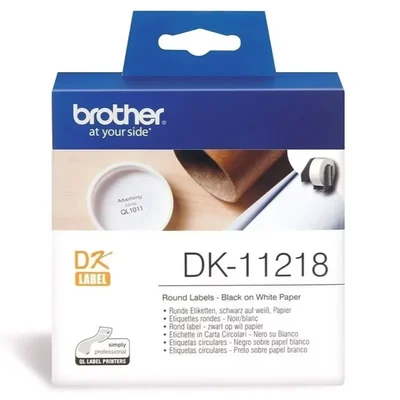 Brothers DK-11218 Thermal Print White Round Labels 24mm Die-Cut Paper Roll for QL Printers 1000 Pcs