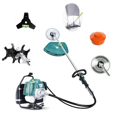 GRAMSTRONG Premium Backpack Power Tiller | Brush Cutter 4 Stroke 31 CC With Round Tiller