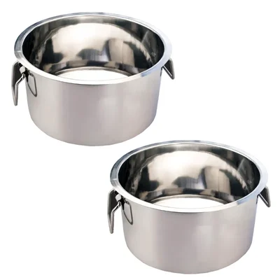 Pack of 2 Premium Surti Round Tope, 3mm Thick Stainless Steel Cooking Pots/Patila with Handle for Kitchens  (Size No.25)