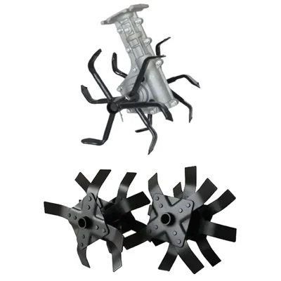 Heavy Duty 28 mm Round Tiller and 8 inch Cultivator Attachment Combo For Brush Cutter