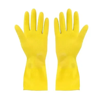 Yellow Rubber Safety Hand gloves for Multipurpose Household Uses(Pack-1 Pair)