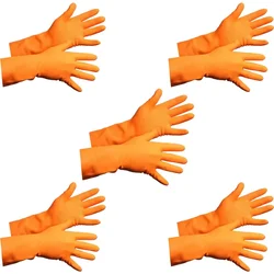 Green Home Reusable Latex Wet & Dry Rubber Hand Gloves For Multipurpose House Hold Uses (Pack-5 Pcs)