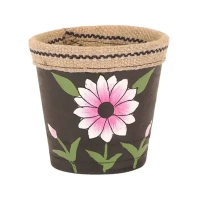 Unique Rubber Planter Pot with Print and Jute Work, Used for Home Decoration Purpose
