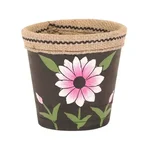 Unique Rubber Planter Pot with Print and Jute Work, Used for Home Decoration Purpose