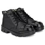 Armaduro (AD_1016_Black) Safety Shoes - Black Leather, Steel Toe, High Ankle, Rubber Sole