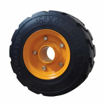 Heavy Duty 350 x 75 MM / 14 x 3 Inch High Quality Solid Rubber Wheel Without Ball Bearing (Capacity-400 Kg)