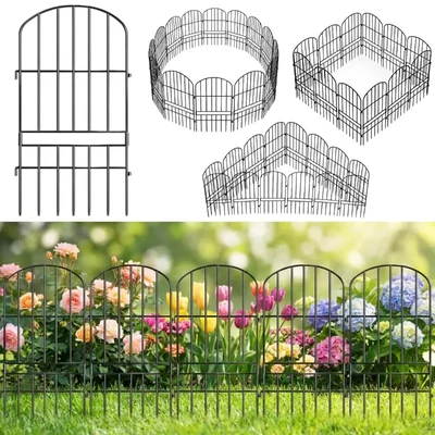 Ecofynd (Pack of 10) Decorative Garden Fence (70.11 x 32 Cm) Heavy Duty Iron Outdoor Border Landscape Barrier