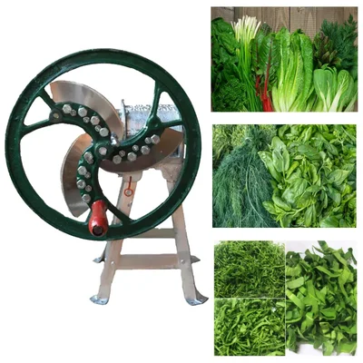 Hand Operated Table Top Angle Fitted 3 Stainless Steel Blades Saag Cutter Machine with Free Spanner