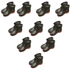 SAFEDOT Pack of 10 PVC Collar Boot with Steel Toe, Durable PVC Upper & Sole with Synthetic Leather Collar, Black-Red