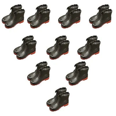 SAFEDOT Pack of 10 PVC Collar Boot with Steel Toe, Durable PVC Upper & Sole with Synthetic Leather Collar, Black-Red(Size-7)