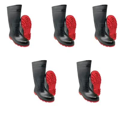 SAFEDOT 15" Pack of 5 Steel Toe Double Density Gum Boots, PVC & Waterproof, All-Weather Protection, ISI Marked(Size-6)
