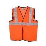 SAFEDOT 50 GSM Fluorescent Orange Safety Jacket with 2-Inch Micro Prismatic Tape, Polyester Fabric, Quality Zippers & Velcro