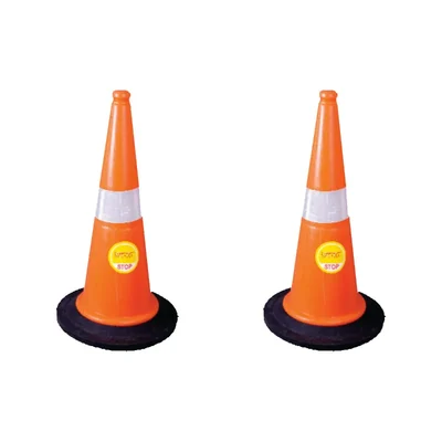 SAFEDOT Pack of 2 Traffic Cone 750mm with Reflective Bands, for Road Safety & Parking - SDTC 06 - 3 kg