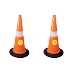 SAFEDOT Pack of 2 Traffic Cone 750mm with Reflective Bands, for Road Safety & Parking - SDTC 06 - 3 kg