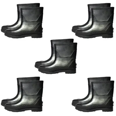 SAFEDOT 9" PVC Waterproof Gum Boots Pack of 5 | Durable Rain Boots | All-Weather Protection | ISI Marked | Chemical-Resistant(Size-6)