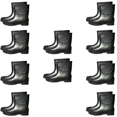 SAFEDOT 9" PVC Waterproof Gum Boots Pack of 10 | Durable Rain Boots | All-Weather Protection | ISI Marked | Chemical-Resistant(Size-6)