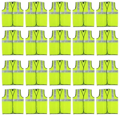 SAFEDOT Pack of 20, 50 GSM Green Safety Jacket with 2-Inch Micro Prismatic Tape,Polyester Fabric, Zipper & Velcro Closure
