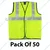 SAFEDOT Pack of 50, 50 GSM Green Safety Jacket with 2-Inch Micro Prismatic Tape,Polyester Fabric, Zipper & Velcro Closure