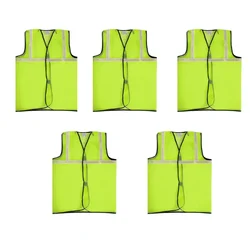 SAFEDOT Pack of 5, 50 GSM Green Safety Jacket with 2-Inch Micro Prismatic Tape, Polyester Fabric, Zipper & Velcro Closure