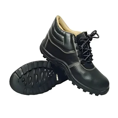 SAFEDOT High Ankle Safety Shoes with Steel Toe - Durable PVC Sole, Rexine Upper (2.2mm), Comfortable Fabric Lining(Size-6)