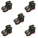 SAFEDOT Pack of 5 PVC Collar Boot with Steel Toe, Durable PVC Upper & Sole with Synthetic Leather Collar, Black-Red