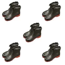 SAFEDOT Pack of 5 PVC Collar Boot with Steel Toe, Durable PVC Upper & Sole with Synthetic Leather Collar, Black-Red