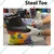 SAFEDOT Pack of 5 PVC Collar Boot with Steel Toe, Durable PVC Upper & Sole with Synthetic Leather Collar, Black-Red(Size-7)