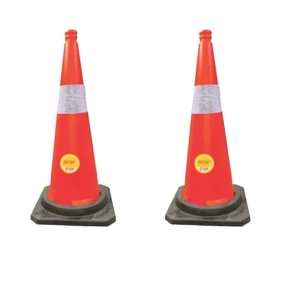 SAFEDOT Pack of 2 Traffic Cone with 6" Reflective Band, 1000mm, for Road Safety & Parking-SDTC 10-4.5 kg