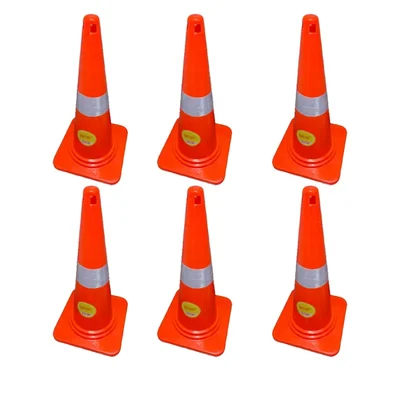 SAFEDOT Pack of 6 Traffic Cone 750mm with Reflective Bands, for Road Safety & Parking - SDTC 05-1.2 kg