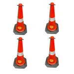 SAFEDOT Pack of 4 Traffic Cone 750mm with Reflective Bands, for Road Safety & Parking - SDTC 02 - 2 kg
