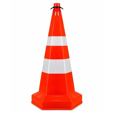 Nilkamal 1000 mm PVC Traffic Safety Cone – Reflective White Bands & Heavy Hexagonal Base Road Barrier Cone