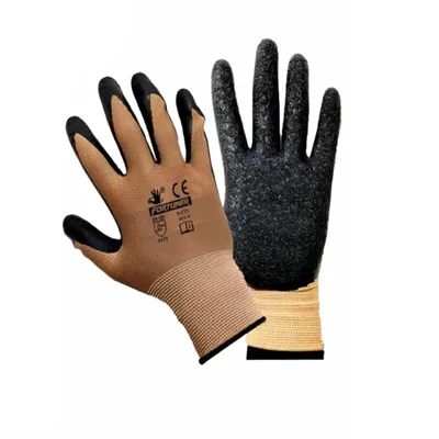 Fortuner Brown & Black Nylon Latex Coated Safety Gloves For Industrial & Mechanical Work, High Durability, Superior Grip & Comfort(Pack-1 Pair)