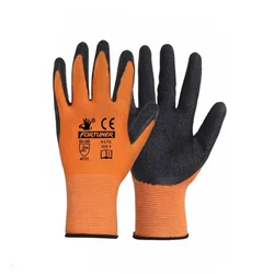 Fortuner Orange & Black Nylon Latex Coated Safety Gloves For Industrial & Mechanical Work, High Durability, Superior Grip & Comfort(Pack-1 Pair)