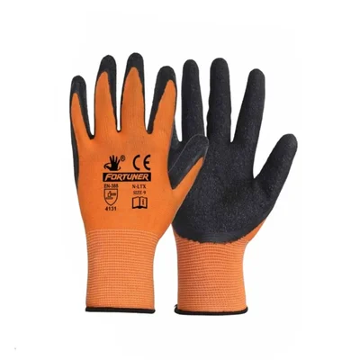 Fortuner Orange & Black Nylon Latex Coated Safety Gloves For Industrial & Mechanical Work, High Durability, Superior Grip & Comfort(Pack-1 Pair)