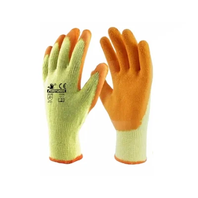 Fortuner Yellow Orange Polycotton Crinkle Latex Safety Gloves For Superior Grip And Protection(Pack-1 Pair)