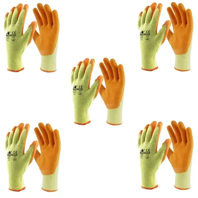 Fortuner Yellow Orange Polycotton Crinkle Latex Safety Gloves For Superior Grip And Protection(Pack-5 Pair)