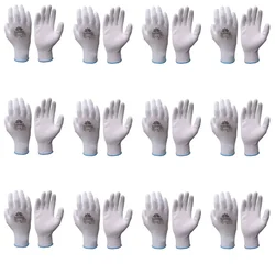 Delight Pack of 12 MPU11-W White PU Coated Gloves(Size-Small)