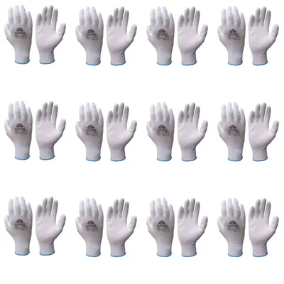 Delight Pack of 12 MPU11-W White PU Coated Gloves(Size-Small)