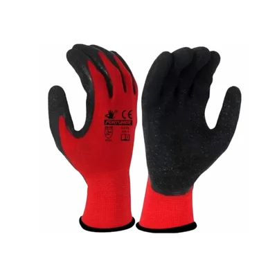 Fortuner Red & Black Nylon Latex Coated Safety Gloves For Industrial & Mechanical Work, High Durability, Superior Grip & Comfort(Pack-1 Pair)